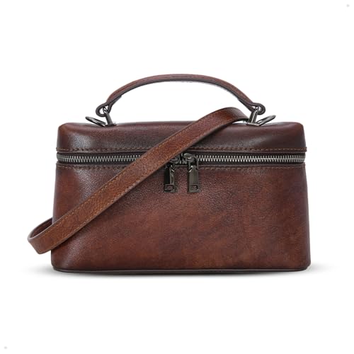 HESHE Leather Crossbody Bags for Women Small Top Handle Bag Women’s Purses and Handbags Travel Purse