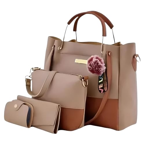 Fortify Style Womens Fashion Handbag Set Of 3 (Purse, Shoulder Bag, Clutch) (TAN) (B0D8CVPLK5) Amazon Price History, Amazon Price Tracker