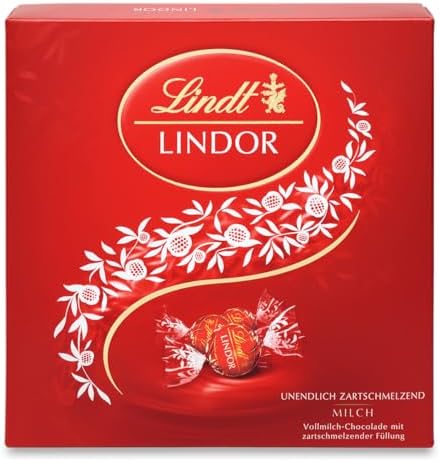 Lindt Schokolade LINDOR Präsent Box Milch | 187 g | 14 Kugeln Vollmilchschokolade mit zartschmelzender Füllung in Präsent Edition | Pralinengeschenk | Schokoladengeschenk