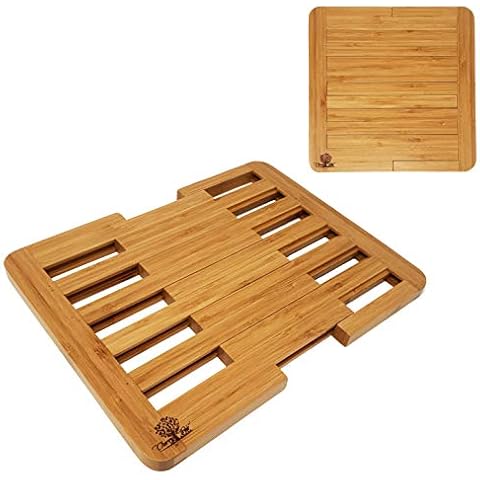 CherryTreeHouse: Expanding Bamboo Trivet Hot Mat/Pad/Stand for Pots, Pans, Plate, Dishes | Table/Kitchen Worktop/Counter Protector | Heat Resistant & Eco Friendly Cover
