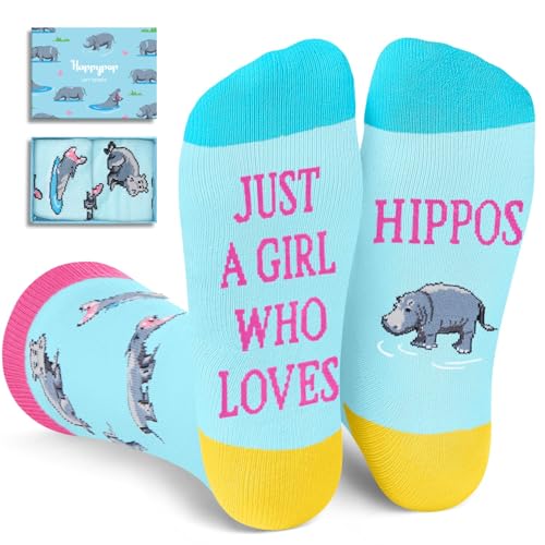 HAPPYPOP Hippo Gifts for Women - Hippo Socks Animal Gifts Stocking Stuffers for Teen Girls