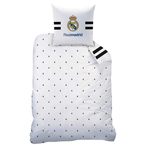 Real Madrid Parure da Letto, 100% Cotone, Bianco