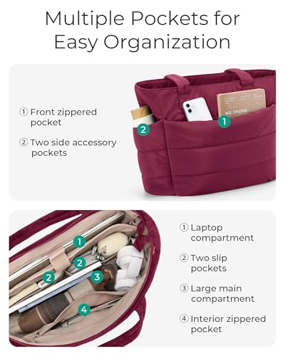 Image of BAGSMART Tote Bag for Women, Lightweight Puffy Tote Bag with Compartments Shoulder Bag Handbag for Travel, Work, Gym | Lightweight