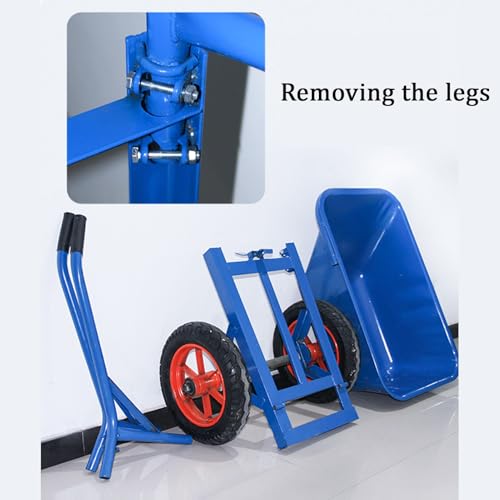 Carretilla azul práctica para jardín con ruedas grandes todoterreno y mango acolchado, para compras, playa, deportes, pesca y camping miniatura 5