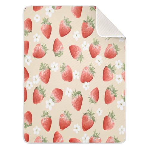 Burbuja Watercolor Strawberrys Baby Blanket for Boys Girls, Nursery Soft Warm Swaddling Receiving Baby Blankets, 30x40 in Toddler Blanket