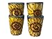 Hand Painted Italian Ceramic Shot Glasses Set of 4, 1.2 oz Sunflower Design Cups, Small Ceramic Limoncello & Tequila Shot Glasses, Artisan Mediterranean Pottery Drinkware, Handmade Blue Tasting Cups