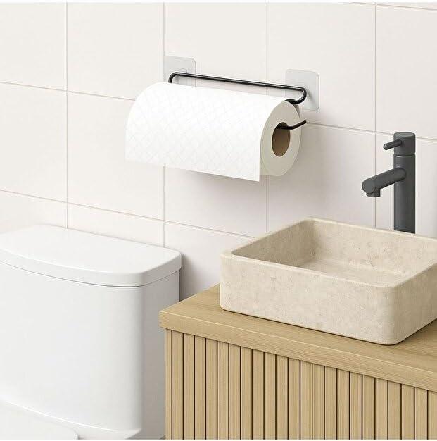 Yapışkanlı Kağıt Havluluk Kağıt Havlu Askısı Tutacağı Metal Banyo Mutfak Havluluğu Modern - Görsel 4