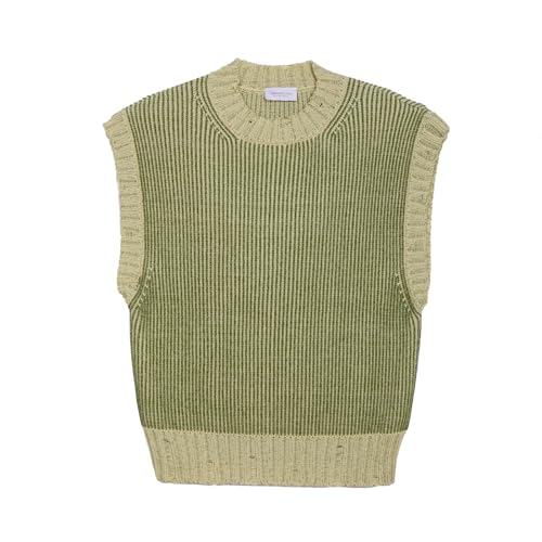Diana Studio Gilet Bicolor In Maglia Chalecos suéteres, Verde Oscuro Y Crema, L para Hombre