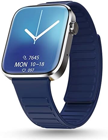 Pebble Newly Launched Cosmos Prime Bluetooth Calling Smart Watch,Largest 1.91" Bezel-Less Edge-To-Edge Display,600 Nits Brightness,Sleek Metallic Body, Wireless Charging, Health Suite(Moon Light Blue)