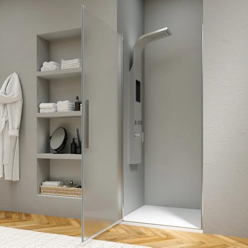 Puerta de ducha batiente de 90 cm Elba para evitar salpicaduras con cristal mate 3