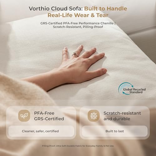 Image of Cloud Couch Sectional 146.5'' Oversized Modular Deep Seat Sofa U Shaped Comfy White Cloud Couch with Washable Cover for Living Room 4 Seater with 2 Ottoman