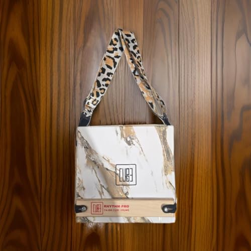 Image of Cajon Cube 12 Pro Traveller Cajon With External Snare Tap For Kids,Adults & Professional Musicians Super Sound Quality Made With American Birch Wood. (WHITE MARBLE)