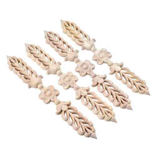 4-Pack Unpainted Wood Appliques Onlays 24.5x3.5cm/9.65