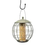 Round Metal Squirrel Proof Mealworm and Suet Pellet Wild Bird Feeder