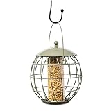 Round Metal Squirrel Proof Mealworm and Suet Pellet Wild Bird Feeder