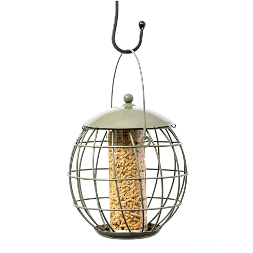Round Metal Squirrel Proof Mealworm and Suet Pellet Wild Bird Feeder