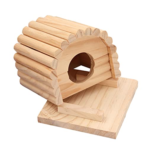 WOONEKY Wooden Hamster House Shelter Pet Hut 11x10x9cm Natural Hamster Shelter Small Pet Hideout Suitable for and Dwarf Rodents