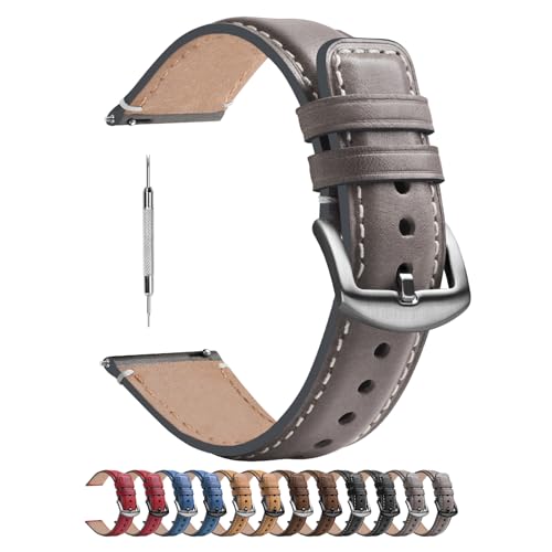 Image of Fullmosa Quick Release Premium Leather Watch Strap | 24 /22 /21 /20 /19 /18mm,Burnished Leather Watch Band Compatible with Samsung Amazfit Fossil Replacement Belt for Men and Women