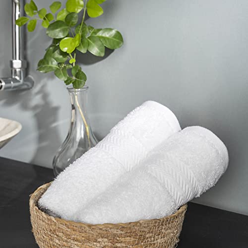 Image of DDECOR - White Cotton 500 GSM Hand Towel - Pack of 2