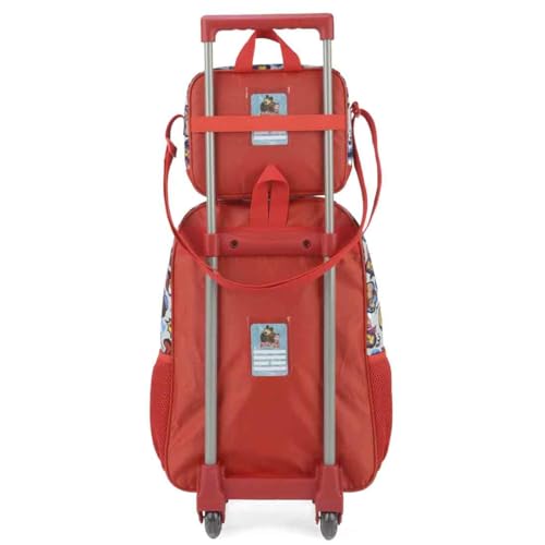 Mochila Infantil Rodinhas Masha e o Urso com Lancheira e Estojo Vermelho