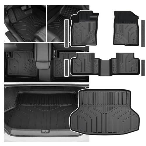 Image of Floor Mats for Honda Civic Sedan 2016-2021, with Cargo Mat | Full Protection Mat Set with Cargo Liner, All Weather TPE, Non Slip & Odorless & Scratch Proof, 10th Gen Civic Accessories