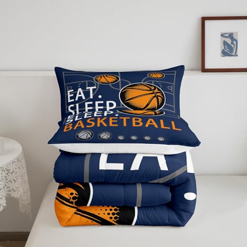 Image of Feelyou Basketball Coverlet Set Navy Comforter Full Size for Kids Teens
