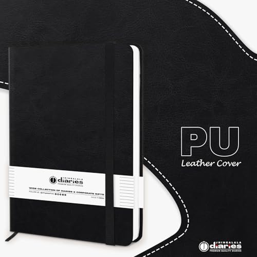 Image of Jhingalala PU Leather Hardbound Pocket Notebook Diary For Office Personal Daily Planner Notebook Pocket Diary, 192 Pages (Black)