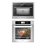 ThermoMate 24 Inch Built-in Microwave and Convection Oven Combination + 24' Electric Wall Oven with 12 Functions, 3100W...