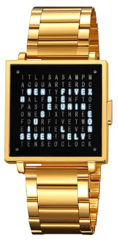 Image of Gosasa Square Men's Luxury Watches Fashion Creative Multifunctional Waterproof Wristwatch, Stainless Steel or Gold and Silver - Toned Leather Strap Gifts for Men