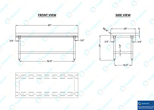 Image of AmGood Stainless Steel Equipment Stand - Heavy Duty, Commercial Grade, with Undershelf, NSF Certified (24 inch Width x 60 inch Length)