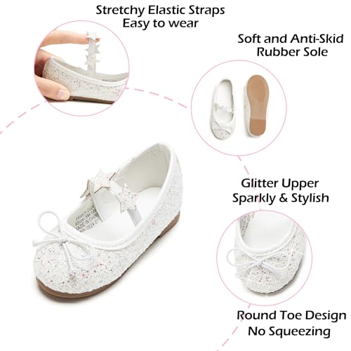 Image of PHIRAMIN Toddler Flower Girl Dress Shoes - Little Girl Mary Janes Flats Wedding