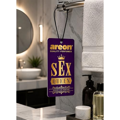 Image of AREON VIP Hanging Car Air Freshener Pack of 3 - Premium Car Perfume with Natural Fragrances, Stylish Hanging Cards Long Lasting Auto Air Freshener for Car, Home, Office & Vehicle Interior - SEX QUEEN