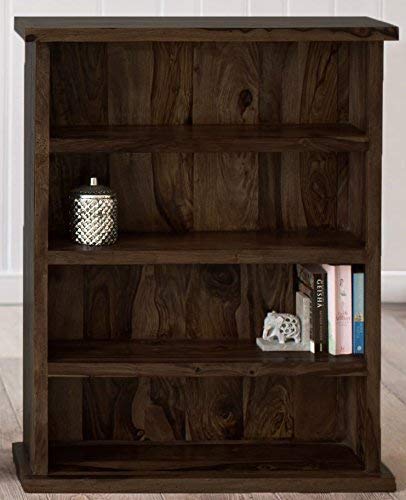 Wooden Book Shelf for Living Room | Solid Pure Wood 4 Shelves Bookcase Shelf for Home & Office | Sheesham Wood, Walnut Finish-picture-12