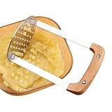 Kartoffelstampfer – Stahl 430 Akazienholz 11 x 11 x 16 cm | Passiermühle Fleischwolf Werkzeug Professionelle Küche Presse für Avocado Kartoffeln Bohnen Zubereitung