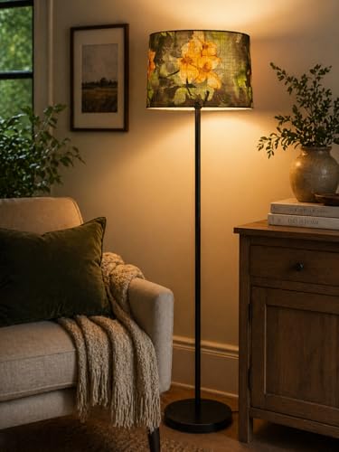 Modern Black Metal Pole Floor Lamp for Living Room, Tall Standing...