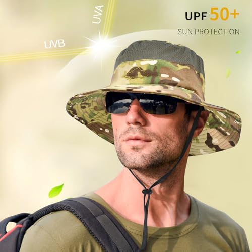 Image of Sun Hats for Men Women Fishing Hat UPF 50+ Breathable Wide Brim Summer UV Protection Hat