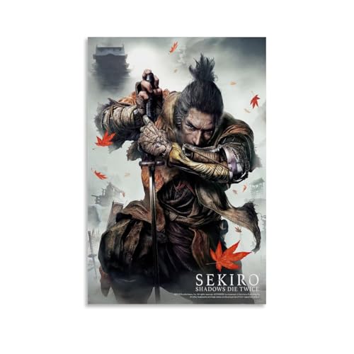 ����PS�Q�[���uSekiro Shadows Die Twice�v�̑����|�X�^�[ �|�X�^�[�����G��L�����o�X�ǃA�[�g���r���O���[���Q���G��ǃA�[�g�ʐ^�v�����g�Ƃ̐Q���̑��� 20x30inch(50x75cm) Unframe-style