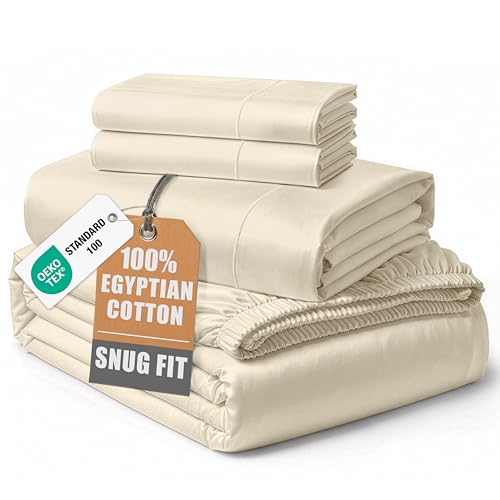 100% Egyptian Cotton Queen Size Bed Sheet set -...