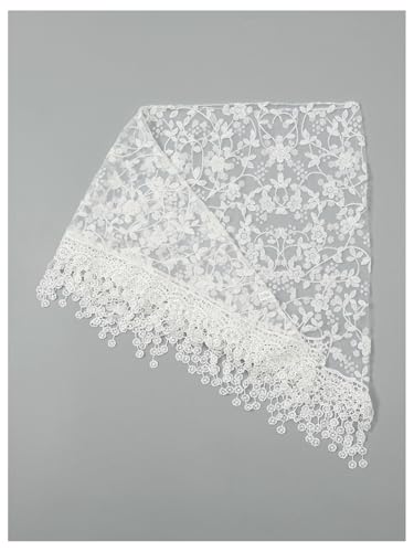 Floerns Women's Lightweight Lace Fringe Trim Triangle Scarves Hair Bandana Headscarf4
