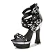 Sandalias de Mujer Plataforma de tacón Grueso Punta Redonda Stud Tirado Tacones Altos Sexy Punta Abierta Discoteca Striptease Pasarela Fiesta Modelo Grande Sandalias,Negro,34