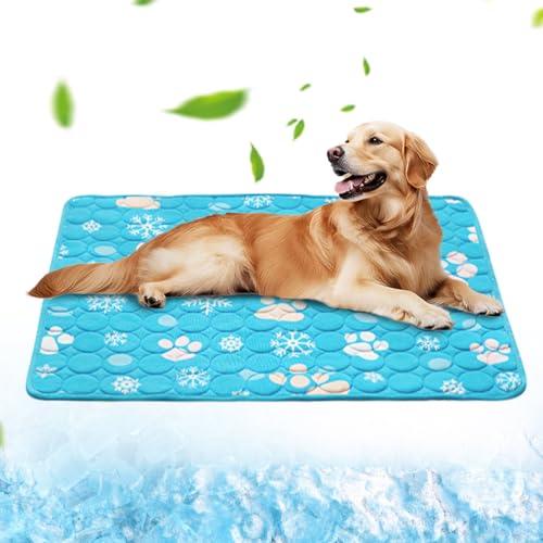 LOMUG Kühlmatte für Hunde, 100x70 cm Selbst Kühlende Hundematte Kühldecke für Hunde Katzen, Rutschfest Hund Kühlkissen Waschbar Selbstkühlend Hund Kältematte für Drinnen Draußen Auto Zuhause Unterwegs