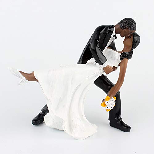 SCHOLMART African Wedding Cake Toppers Bride and Groom, Black People Dance Tango Cake Topper Bride and Groom, Black Couple Wedding Cake Toppers Groom Figurines (Dancing Tango)
