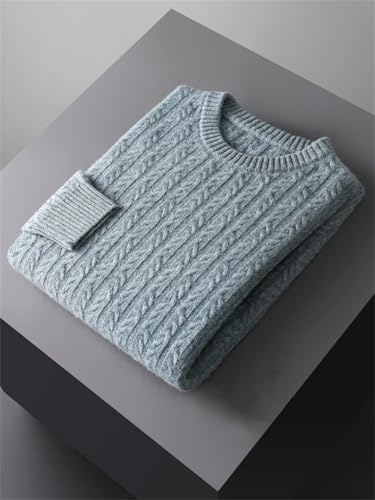 Men's O-Neck Cable Stitch Pullover Autumn Winter Knitted Sweater Soft Warm Tops3