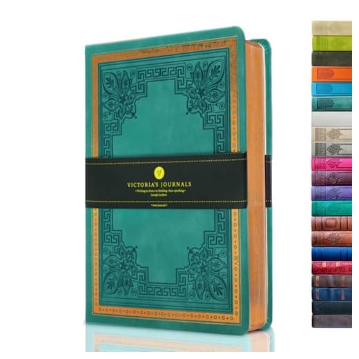 VICTORIA'S JOURNALS Leatherette Vintage Journal Hard Cover Lined Notebook Old Looking Travel Diary, A5 Size 5.7'' x 8.1''