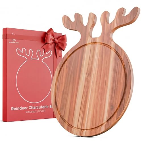 New – Reindeer Charcuterie Board – Acacia Wood...