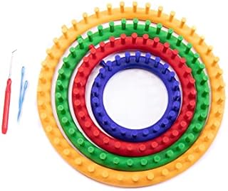 The Quilted Bear Round Knitting Loom Set - Plastic Knit Quick Loom Set of Four Different Sizes Circular Knitting Looms for Loom Knitting Hats, Scarves & More!