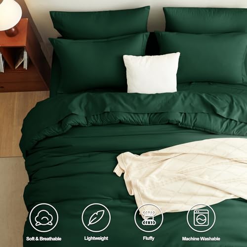 CozyLux Full Comforter Set Emerald Green, 7 Pieces Bed in a Bag Bedding Comforter Set with Sheets, All Season Boho 7PC Bed Sets with Comforter, Fitted Sheets, Flat Sheets, Pillow Shams and Pillowcases