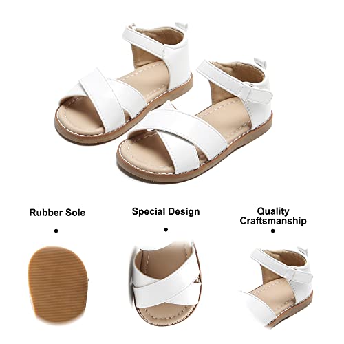 Image of Felix & Flora Toddler Girl Sandals - Flower Girl Dress Shoes Open Toe Little Kid Flats
