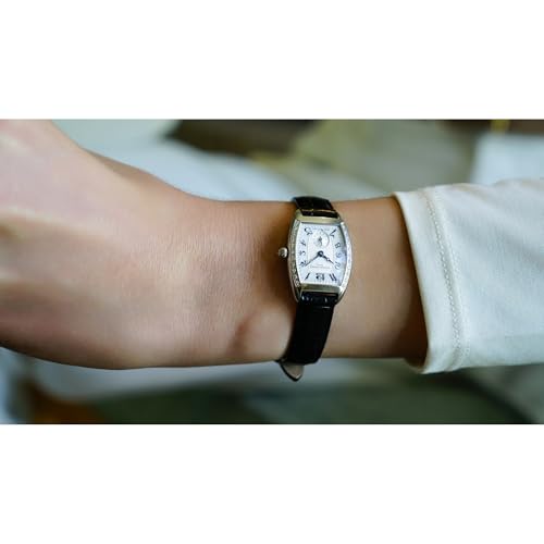 Frederique Constant Ladies' Swiss Made Classic Quartz Diamond Accent Silver Stainless Steel Case Watch and Black Leather Strap, Mother of Pearl Dial Style: FC-235APWUS1T2D262