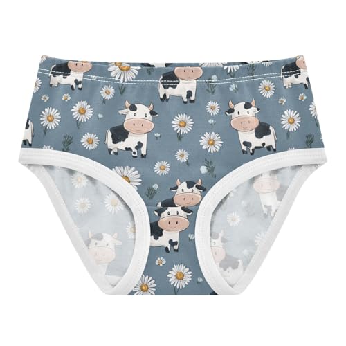 Wusikd Cute Cows Daisies Girls' Underwear Cotton Blue Girls Briefs Soft Toddler Underwear 2T
